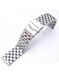 20mm Brushed Engineer Solid Link 316L Stainless Steel Watch Bracelet Band