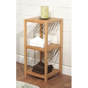 Three Tier Vertical Bamboo Shelf in Natural