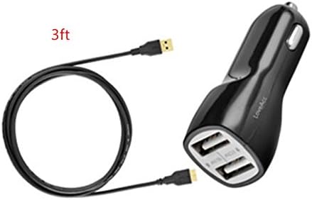 Loveacc®micro-usb 3.0 Charger 2.0 Car Charger Kit for Samsung Galaxy Note 3 and Samsung Galaxy S5 - Includes [1] 3ft USB 3.0 a to Micro B Charging & Data Sync Cable and [1] Dual Port Car Charger [1-pack] (Black)