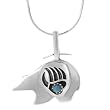 Sterling Silver .925 Stamp Hypoallergenic Nickel Free Sturdy Bear and Turquoise Pendant Necklace