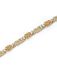 14kt Yellow Gold Oval Citrine and Diamond Bracelet