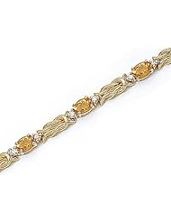 14kt Yellow Gold Oval Citrine and Diamond Bracelet