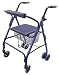 Duro-Med Adjustable Rollator with Weight-Activated Brakes, Royal Blue
