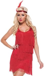 Mystery House Flapper Costume, Red, X-Large
