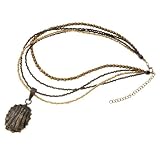 Konark Antique Pendant Necklace with Brass Bead Strand