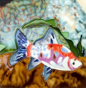 Koi Fish Decorative Ceramic Wall Art Tile 8x8