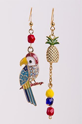 HANDMADE Premium Quality Earrings Colorful Parot / Shiny Pineapple Multi Color Glass Beads