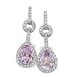 14k White Gold Pink Tourmaline & Diamond Earrings