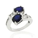 Sterling Silver Genuine Ceylon & White Sapphire Ring