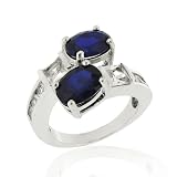 Sterling Silver Genuine Ceylon & White Sapphire Ring