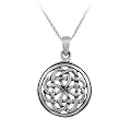 Sterling Silver Celtic Knot Round Pendant , 18"