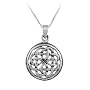 Sterling Silver Celtic Knot Round Pendant w/ Rolo Chain, 18"