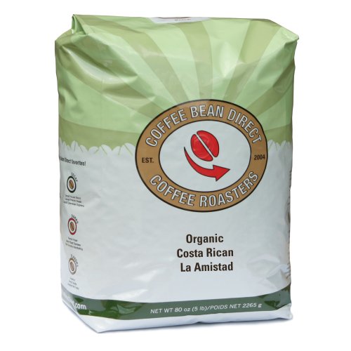 Organic Costa Rican Tarrazu, Whole Bean Coffee, 5 Pound Bag