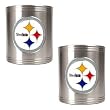 Pittsburgh Steelers 2pc Stainless Steel Can Holder Set- Primary Logo NFL Football