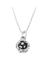 Sterling Silver Small One Sided Bird Nest with Eggs Necklace