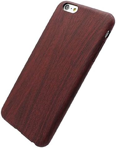 For iPhone 6 Plus iPhone 6s Plus Case Woodgrain Soft PU Back Cover Red Wood
