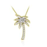18K Gold over Sterling Silver Designer-Inspired Diamond Accent Palm Tree Pendant