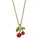 Nickel Free Cherry Necklace with Swarovski Crystals In Red with Gold Finish