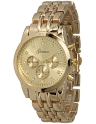 014 Ladies Gold Tone Rhinestone Accent Bracelet Watch