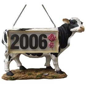 Hanging Cow Solar Powered Iluminated House Number Display from Animal Houses