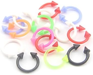 Dasoon Lot of 15 Flexible 16G Acrylic Horseshoe Cone End Eyebrow Nose Lip Ear Rings Bars Studs
