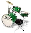 TKO 3-Piece Junior Children's/kids Drum Set with Seat - METALLIC GREEN