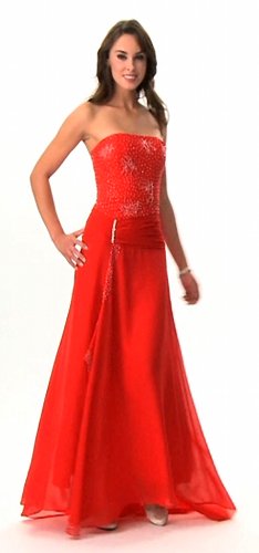 Astrapahl, Luxus Abendkleid, lang, Perlenstickerei, Farbe rot und lila