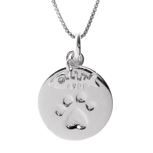 Sterling Silver Cat Paw w/ Fish Pendant