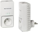 Netgear - XAVB2501 - Pack de 2 adaptateurs CPL Ethernet Powerline 200 Mbit/s avec prise femelle intégrée - Homeplug AV