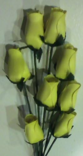 Yellow Bunch of 8 Closed Bud Wooden Roses for Crafts Custom Bouquets and Other DIY Projects. Choose Form Over 60 Colors.