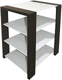 NorStone Kubben - Meuble Hifi 4 &eacute;tag&egrave;res zen et contemporain - 3 tablettes - Finition Bois et Verre Blanc