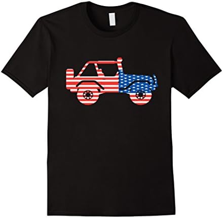 Men's American Flag with Jeep T-shirt- Jeep Lover Gift T-shirt XL Black