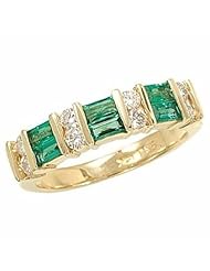 14K Yellow Gold Emerald and Diamond Ring -- LIFETIME WARRANTY