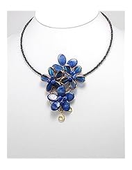 Flower Dyed Mother of Pearls Necklace In Brass