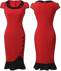 Cap Sleeves Vintage Cocktail Knee Length Scoop Neck Mermaid Polyester/Rayon/Spandex Bodycon Dress/Evening Dress/Party Dress/Wedding Dress 