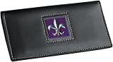 Purple Fleur de Lis Leather Check Book Cover
