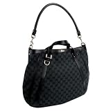 Gucci GG 273393 F408R Large Black/Green Denim/ Leather Shoulder Bag