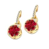 14K Yellow Gold Endless Color Diamond and Ruby Earring