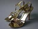 Pumps Riemchen Sandalen Peep Toes Heels Pailetten Gold (S66)