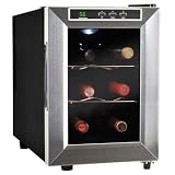 Vinotemp VT-6TEDS Thermo-Electric Digital 6-Bottle Wine Chiller, Black and Stainless