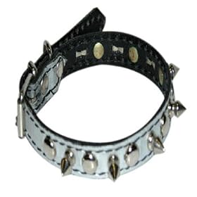 5/8" Spiked Silver Leather Collar (Fits neck size 13"-16")