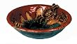 Shallow crab bowl - hand glazed ceramic, rust and green