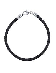 Frolic Sterling Silver Brown Leather 3mm Braided Cord Bracelet - 7.5 Inches