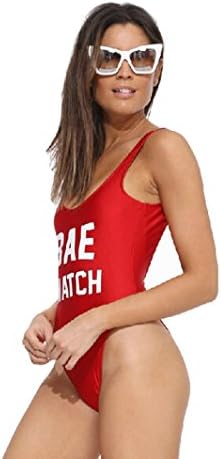 Sexy Red Halter Leotard Bae Watch Letters Printing Siamese Trousers
