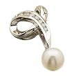 14kt White Gold Pearl and Diamond Slide Chain Pendant