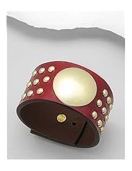 Red Leather Bracelet In White Base