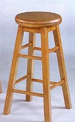 Set of 2 Oak Finish Wood Swivel 29"H Counter Chair Bar Stool/Stools