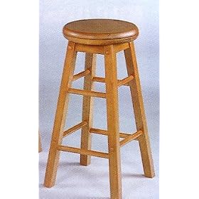 Set of 2 Oak Finish Wood Swivel 29H Counter Chair Bar Stool Stools by visiondecor Furniture