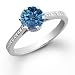 14k White Gold 0.77 ct Round-cut Blue Diamond Ring (.77 ct TDW, Clarity SI3)