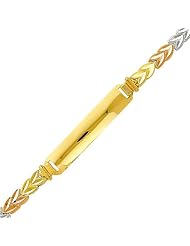 14K 3 Tri-color Gold Baby ID Bracelet with Lobster Claw Clasp - 6" Inches